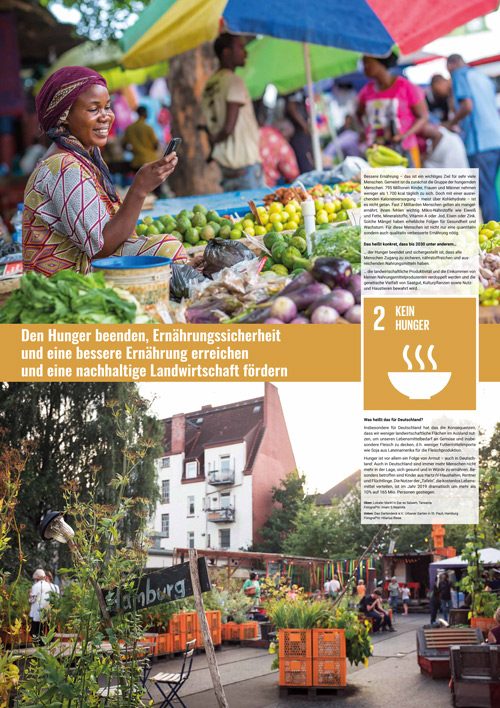 Plakat aus der Ausstellung: SDG weltweit und in Hamburg von der Diakonie Hamburg