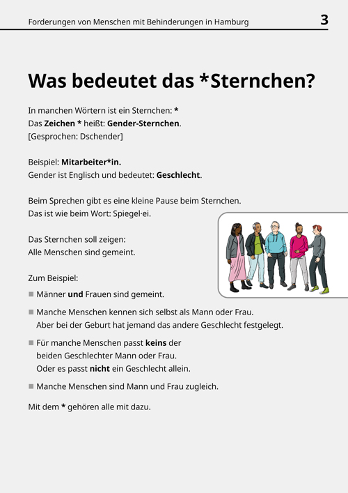 Seite von einer Beispielseite aus dem Schattenbericht _ Forderungen von Menschen mit Behinderungen in Hamburg