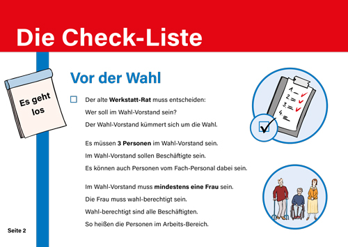 Inhaltseite Checkliste zur Wahl von Werkstatträten in Leichter Sprache